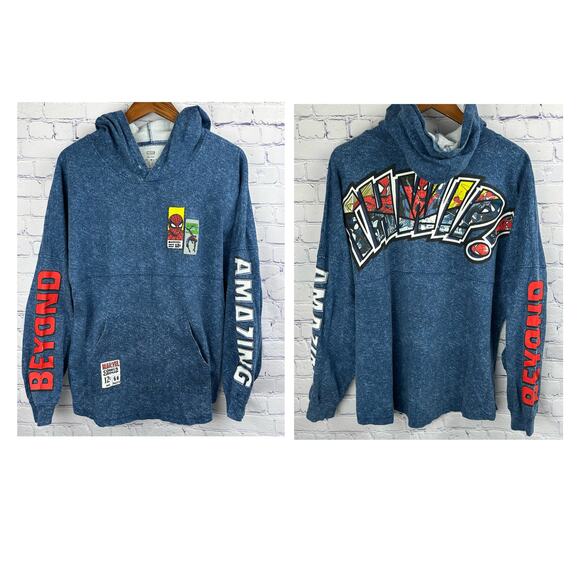 Marvel Spirit Jersey Blue Spiderman 60th Anniversary Hoodie Size Large - Picture 1 of 12